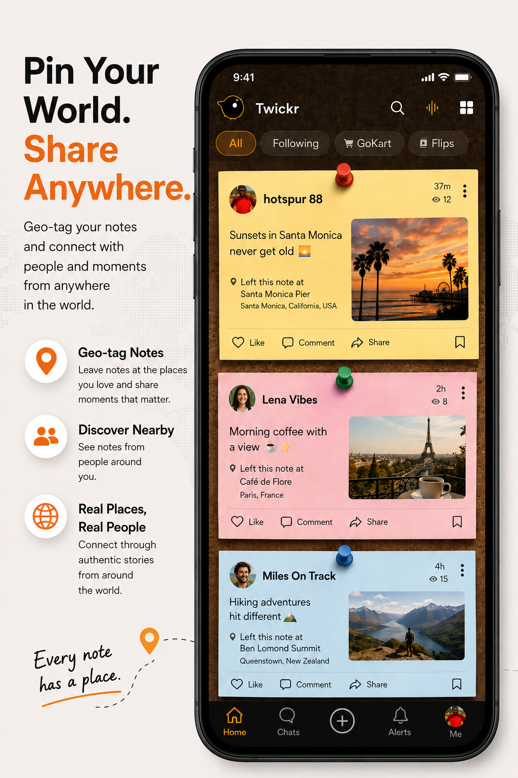 Geo-tagged sticky notes screenshot